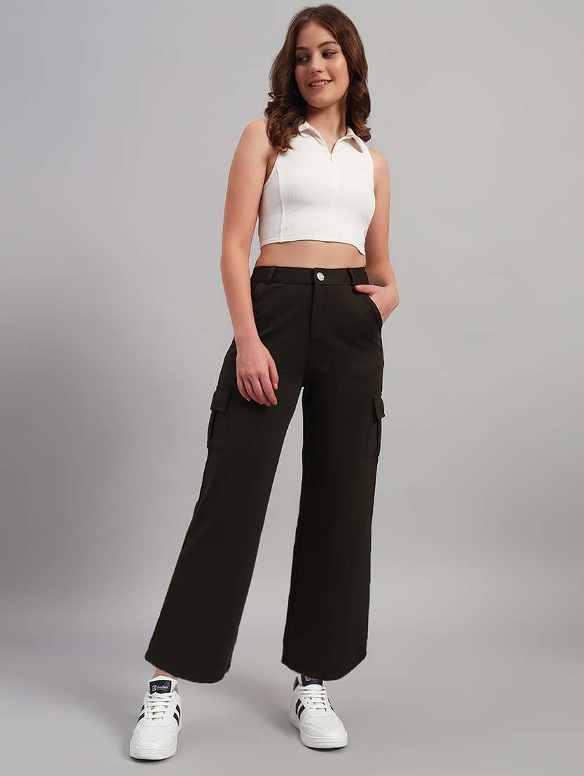 women solid mid rise cargo - 22253612 -  Standard Image - 5