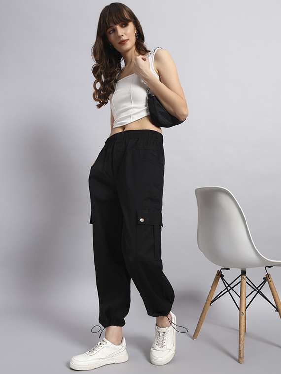 women solid mid rise cargo - 22253617 -  Standard Image - 3