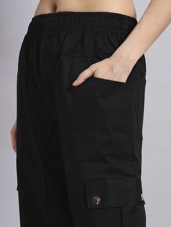 women solid mid rise cargo - 22253617 -  Standard Image - 5