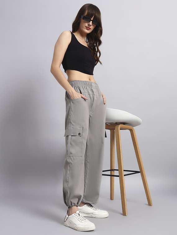 women solid mid rise cargo - 22253618 -  Standard Image - 3