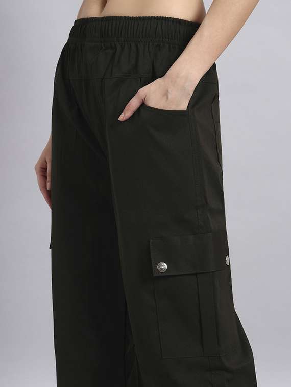 women solid mid rise parachute pants - 22253619 -  Standard Image - 3