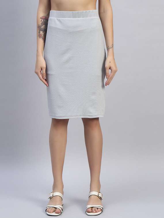 women solid high rise bodycon skirt