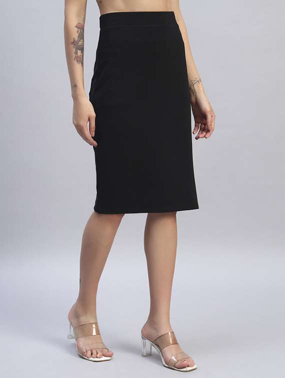 women solid high rise bodycon skirt - 22253636 -  Standard Image - 3