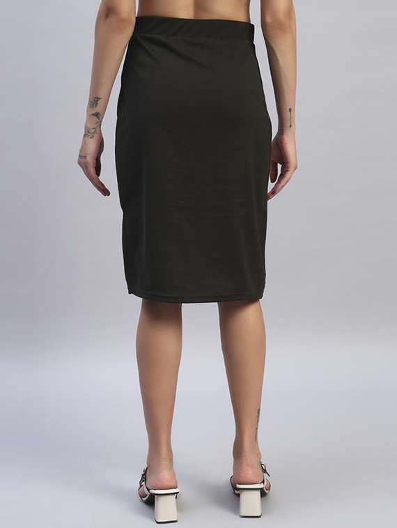 women solid high rise a-line skirt - 22253637 -  Standard Image - 3