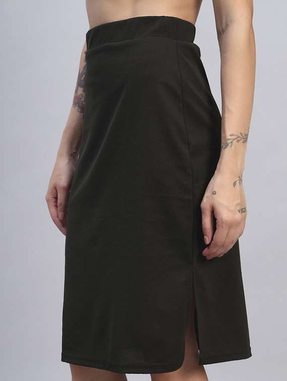 women solid high rise a-line skirt - 22253637 -  Standard Image - 5
