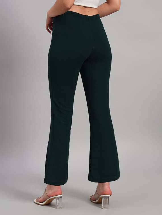 women solid mid rise bootcut trouser - 22253638 -  Standard Image - 3