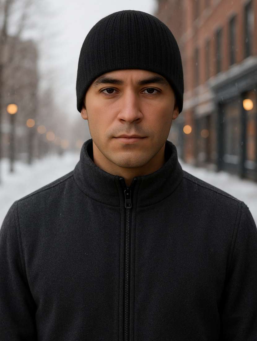 men solid ribbed knit winter beanie 