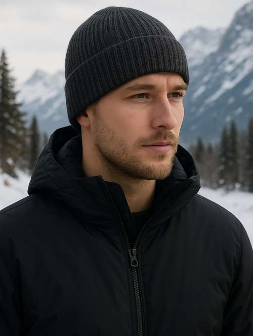 men solid ribbed knit winter beanie  - 22253649 -  Standard Image - 0