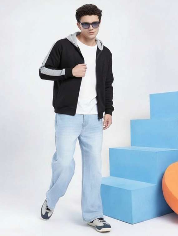 men tapered long sleeve hooded casual jacket - 22253665 -  Standard Image - 3