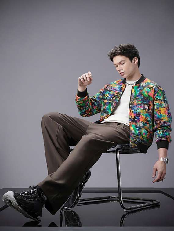 men printed long sleeve biker jacket - 22253714 -  Standard Image - 3