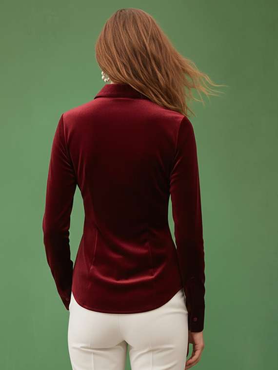 women solid long sleeve collared shirt - 22253720 -  Standard Image - 3