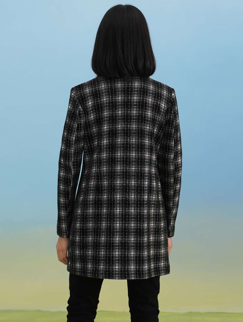 women checkered long sleeve trench coat - 22253757 -  Standard Image - 3