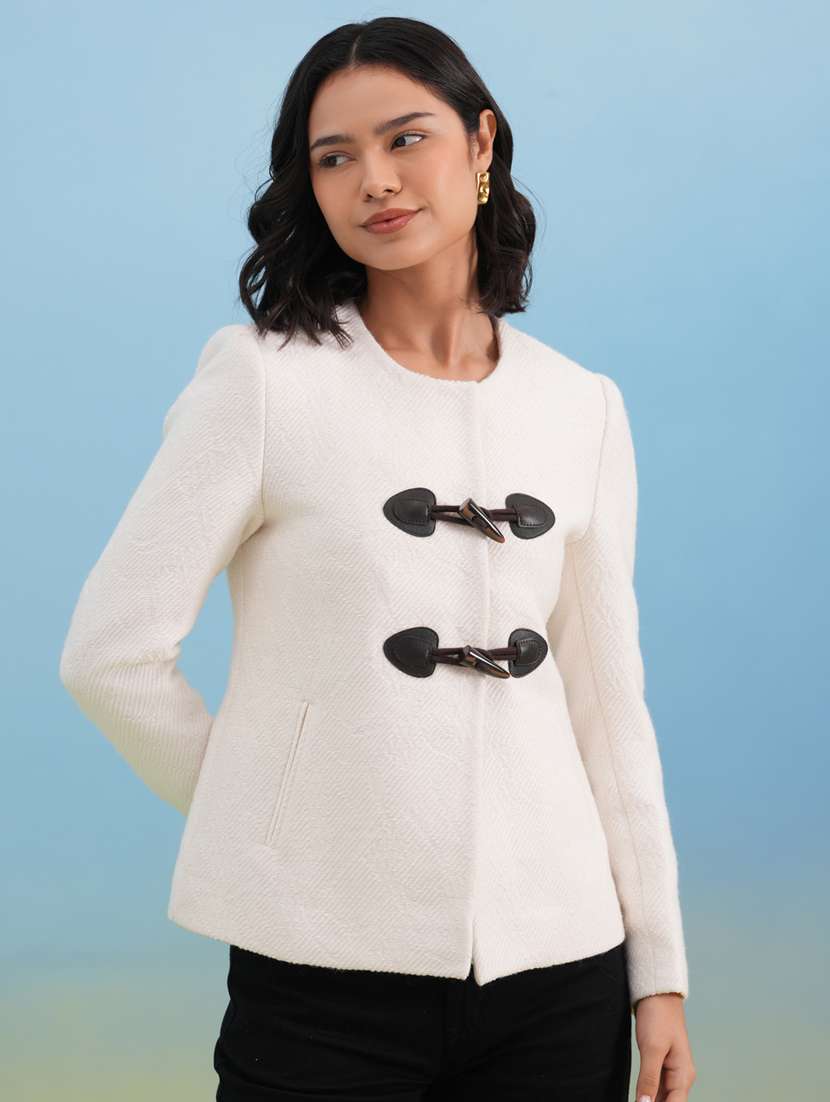 women solid long sleeve regular coat