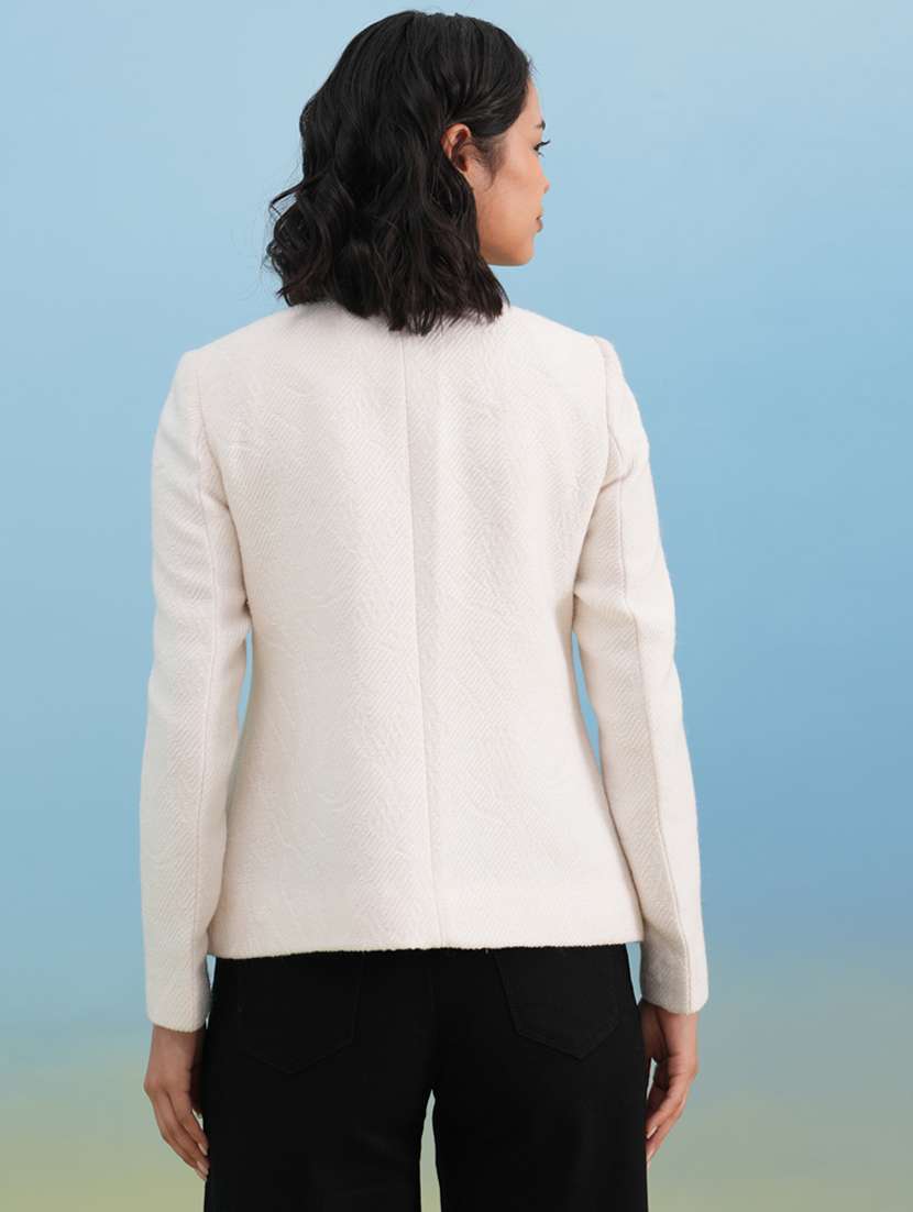 women solid long sleeve regular coat - 22253759 -  Standard Image - 3