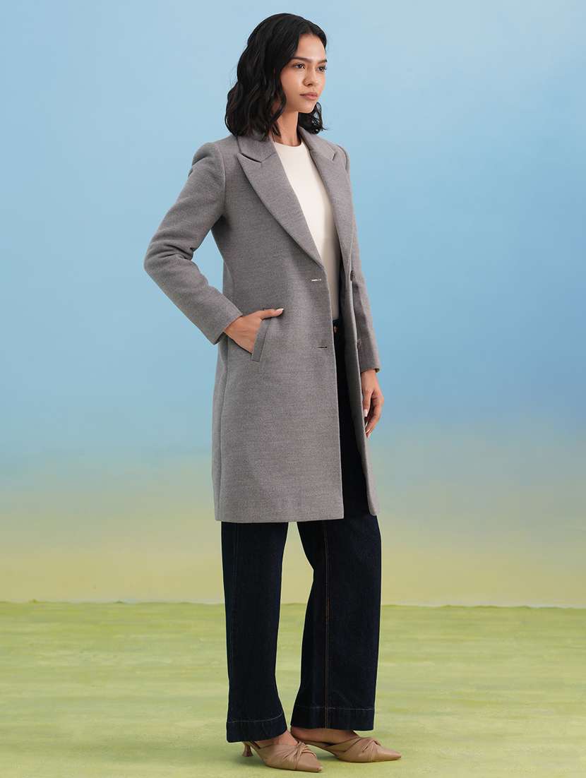 women solid long sleeve trench coat - 22253765 -  Standard Image - 5