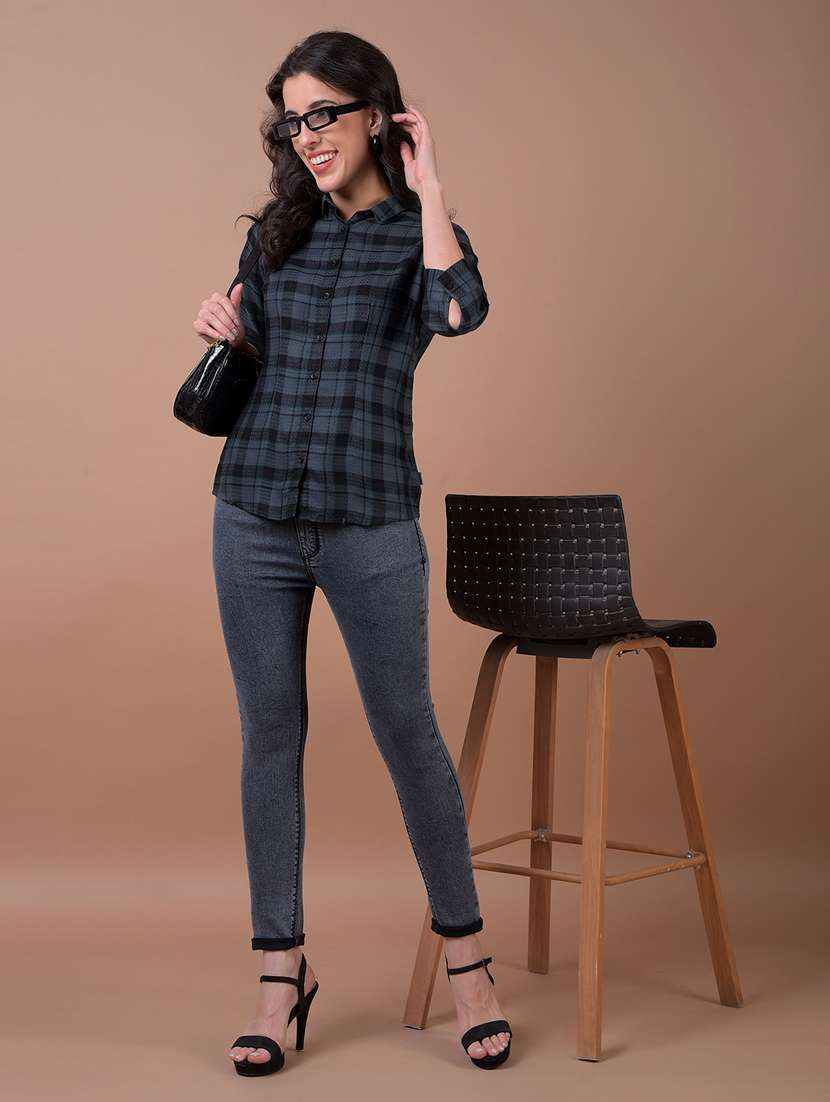 women checkered collared regular fit shirt - 22253793 -  Standard Image - 5