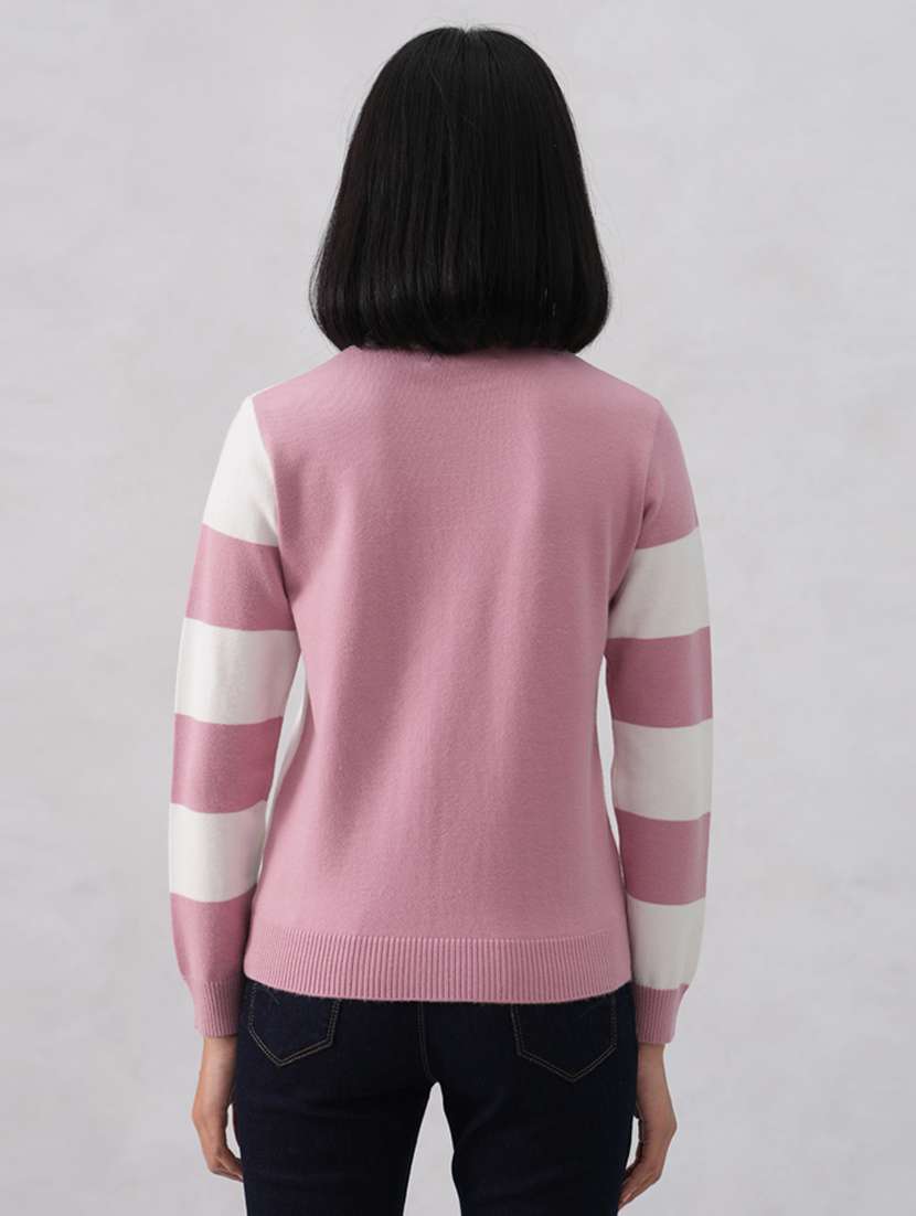 women color blocked long sleeve pullover - 22253799 -  Standard Image - 3