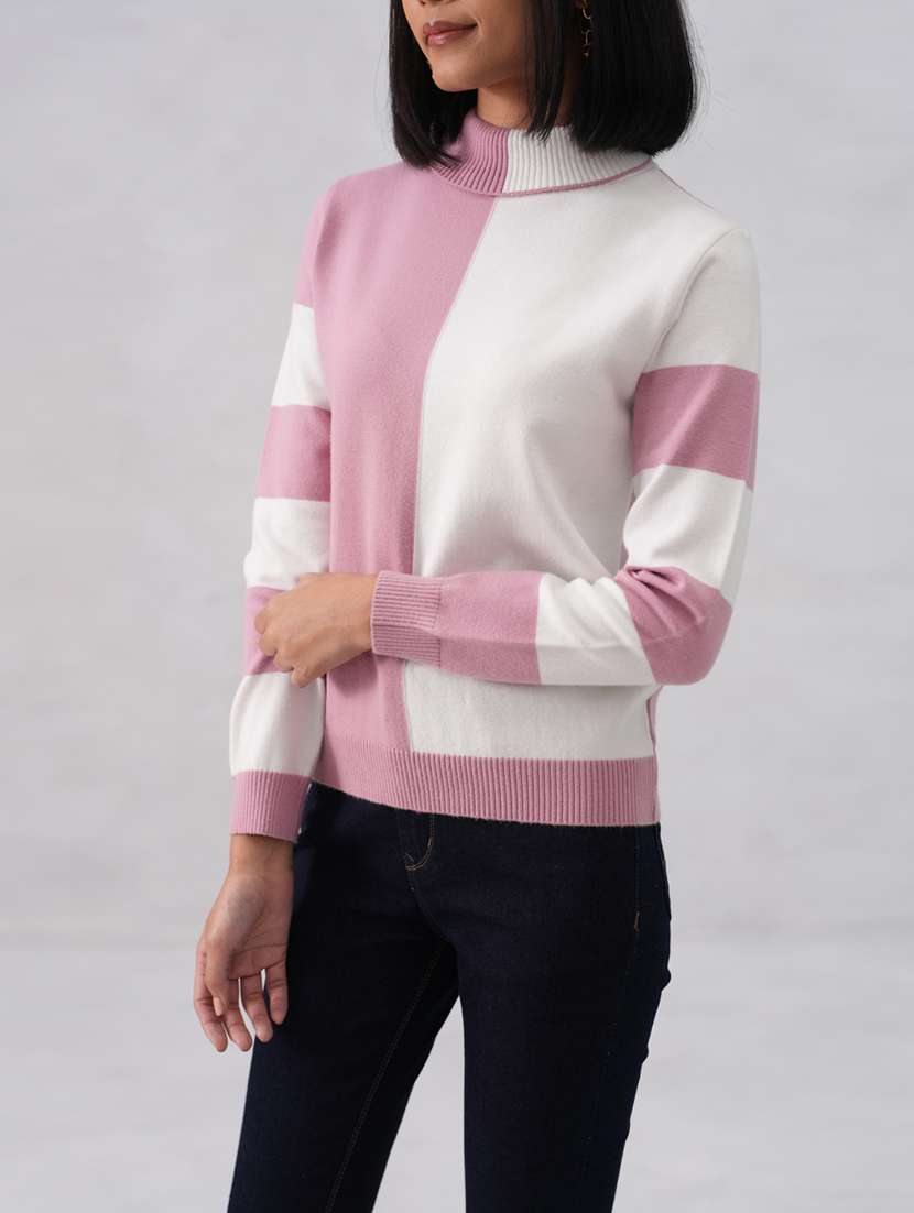 women color blocked long sleeve pullover - 22253799 -  Standard Image - 5