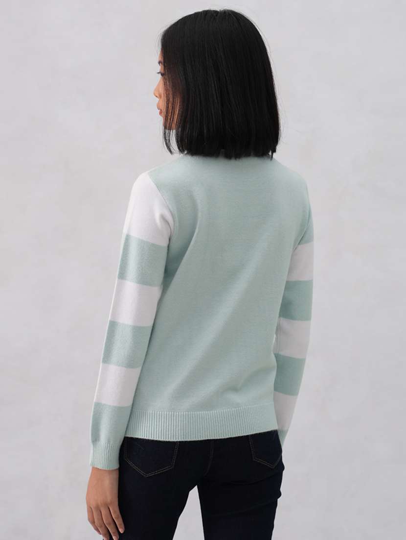 women color blocked long sleeve pullover - 22253800 -  Standard Image - 3