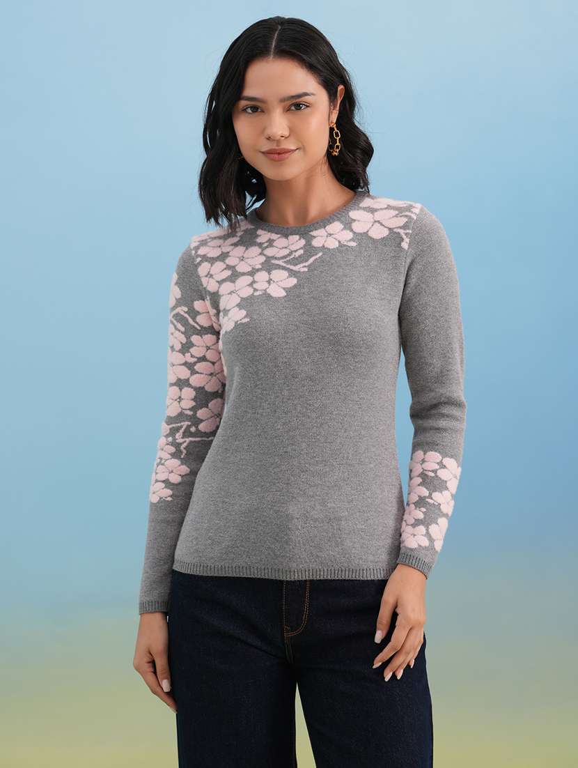 women floral long sleeve pullover