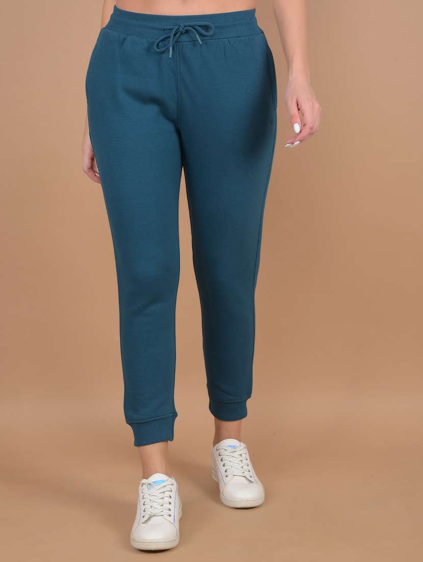 women solid mid rise jogger