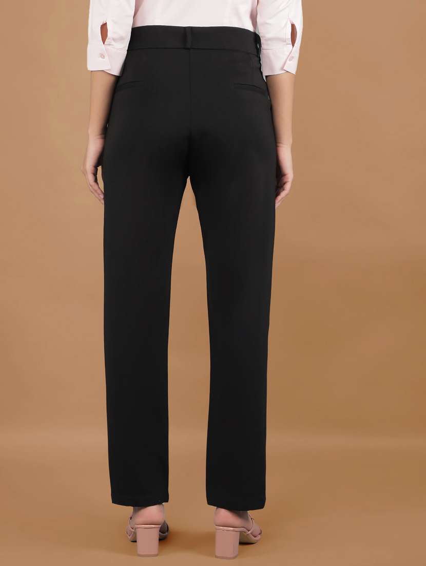 women solid mid rise cigarette pants - 22253816 -  Standard Image - 3