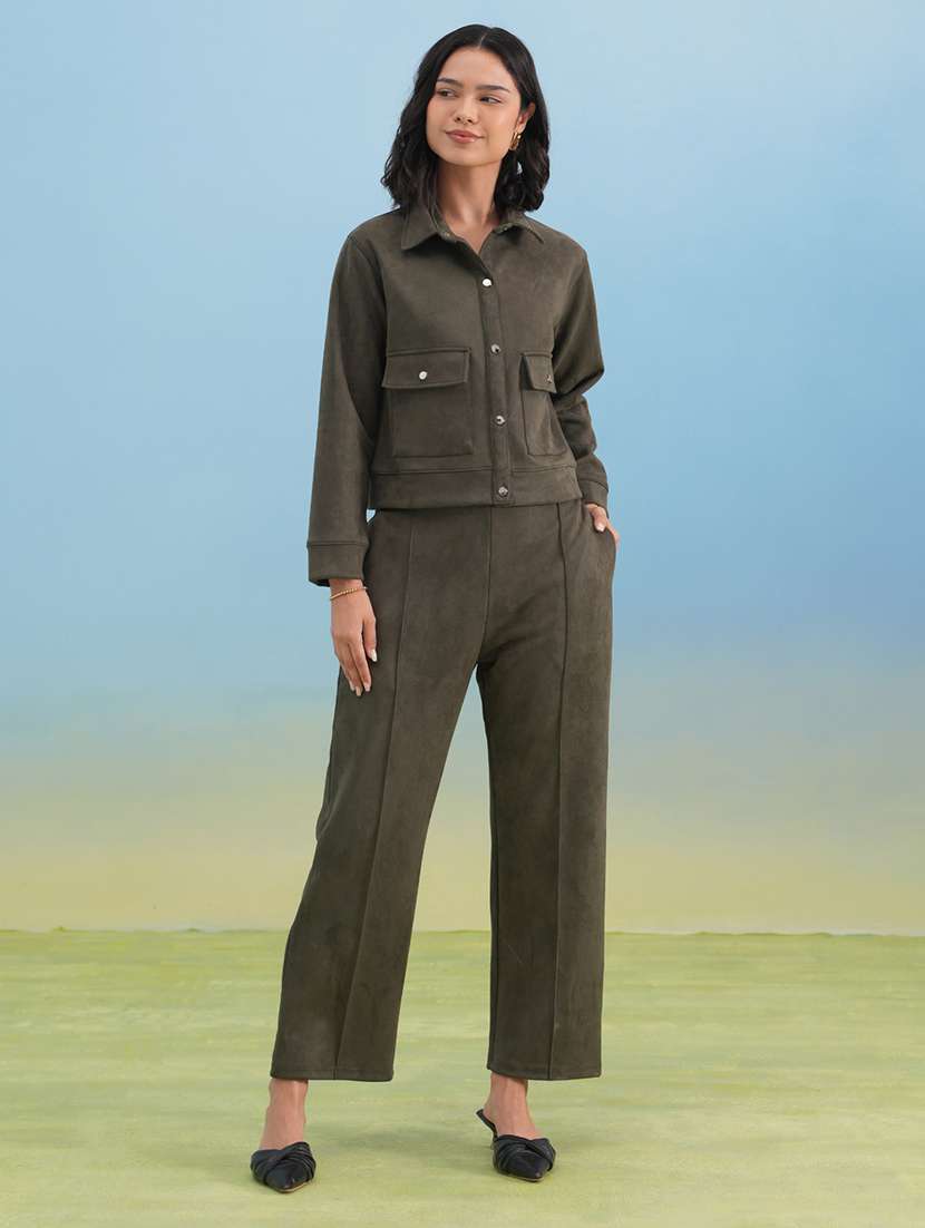 women solid mid rise straight trouser - 22253817 -  Standard Image - 5