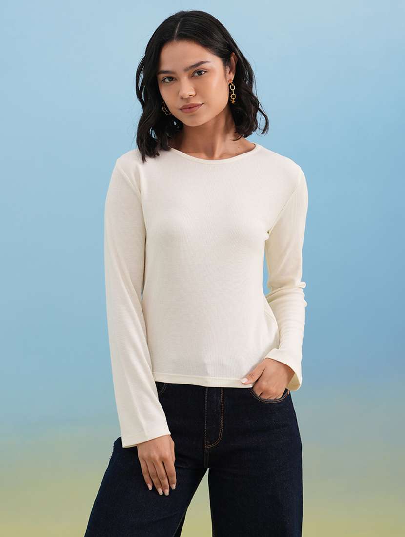 women solid long sleeve t-shirt
