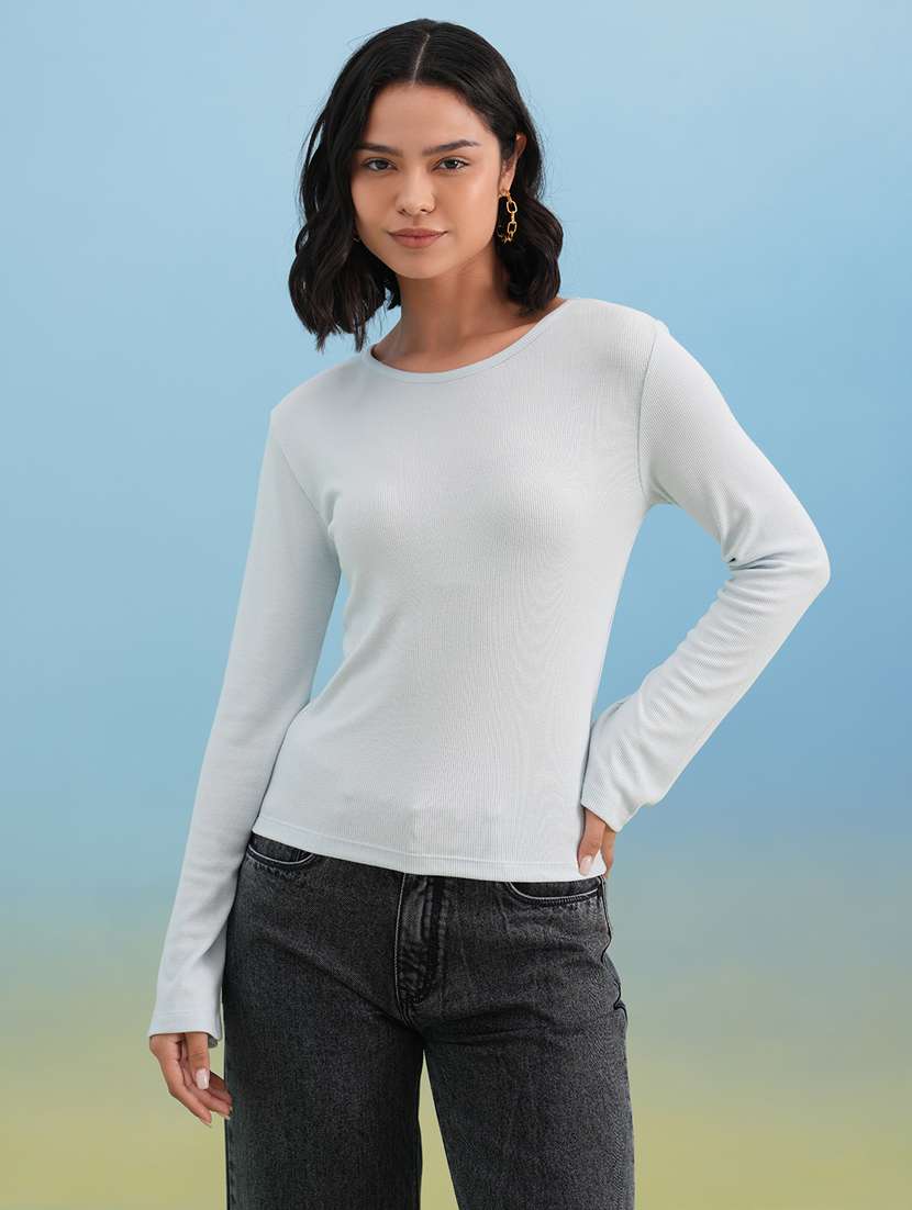 women solid long sleeve t-shirt