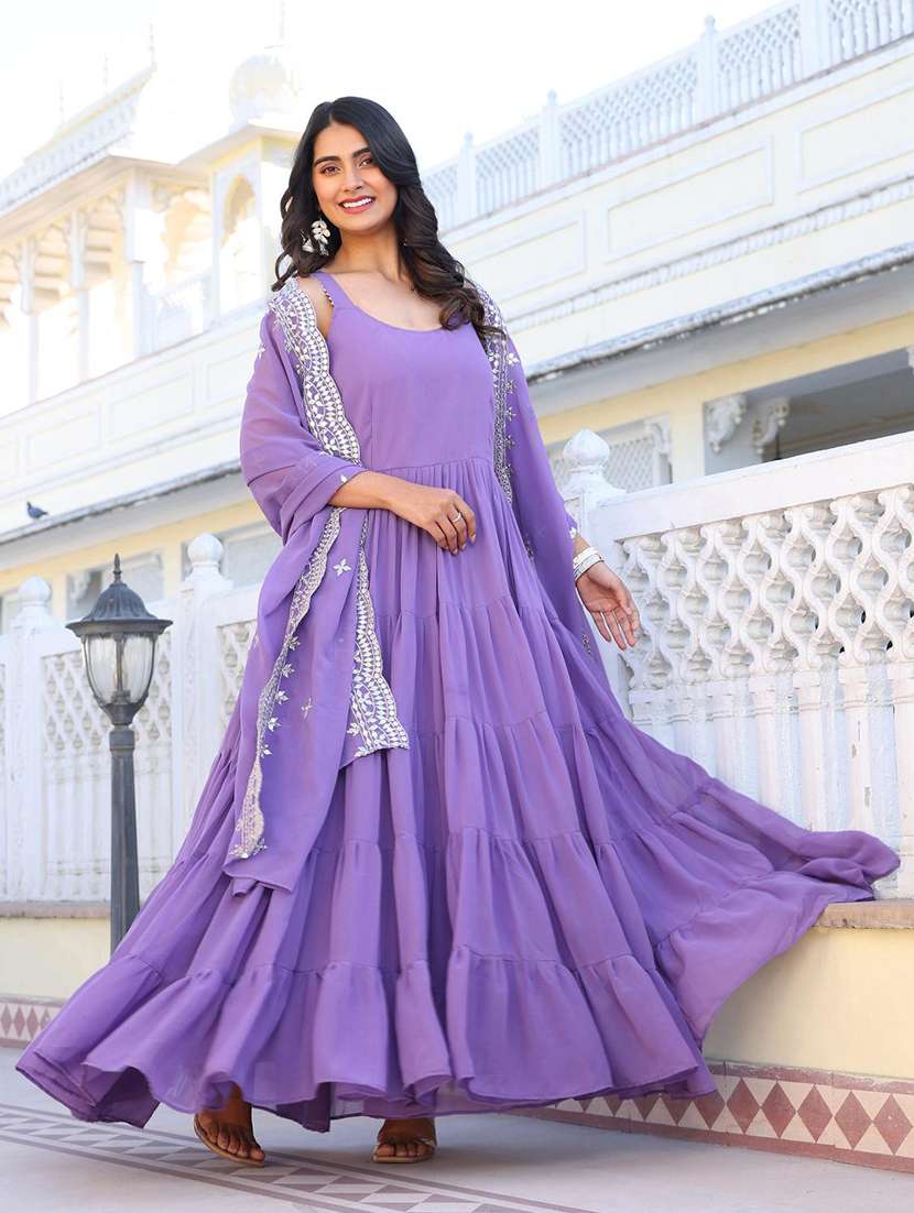 women solid shoulder strap kurta dupatta set - 22253825 -  Standard Image - 5