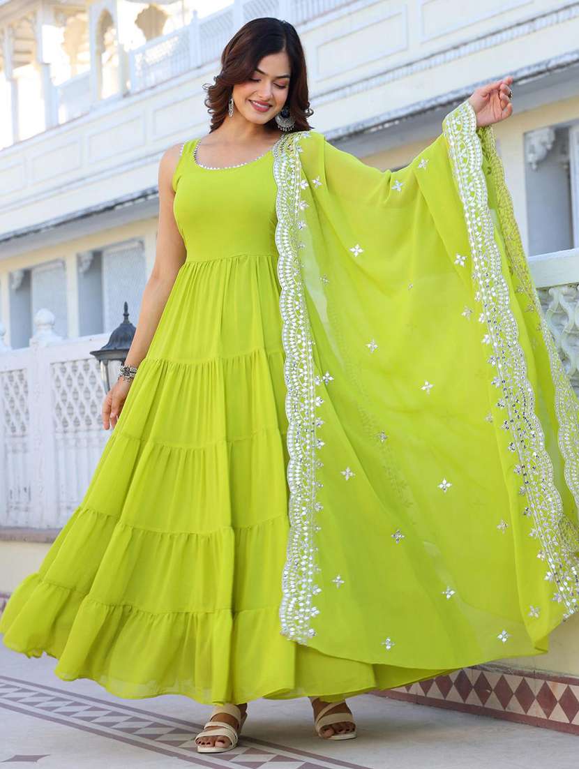 women solid shoulder strap kurta dupatta set