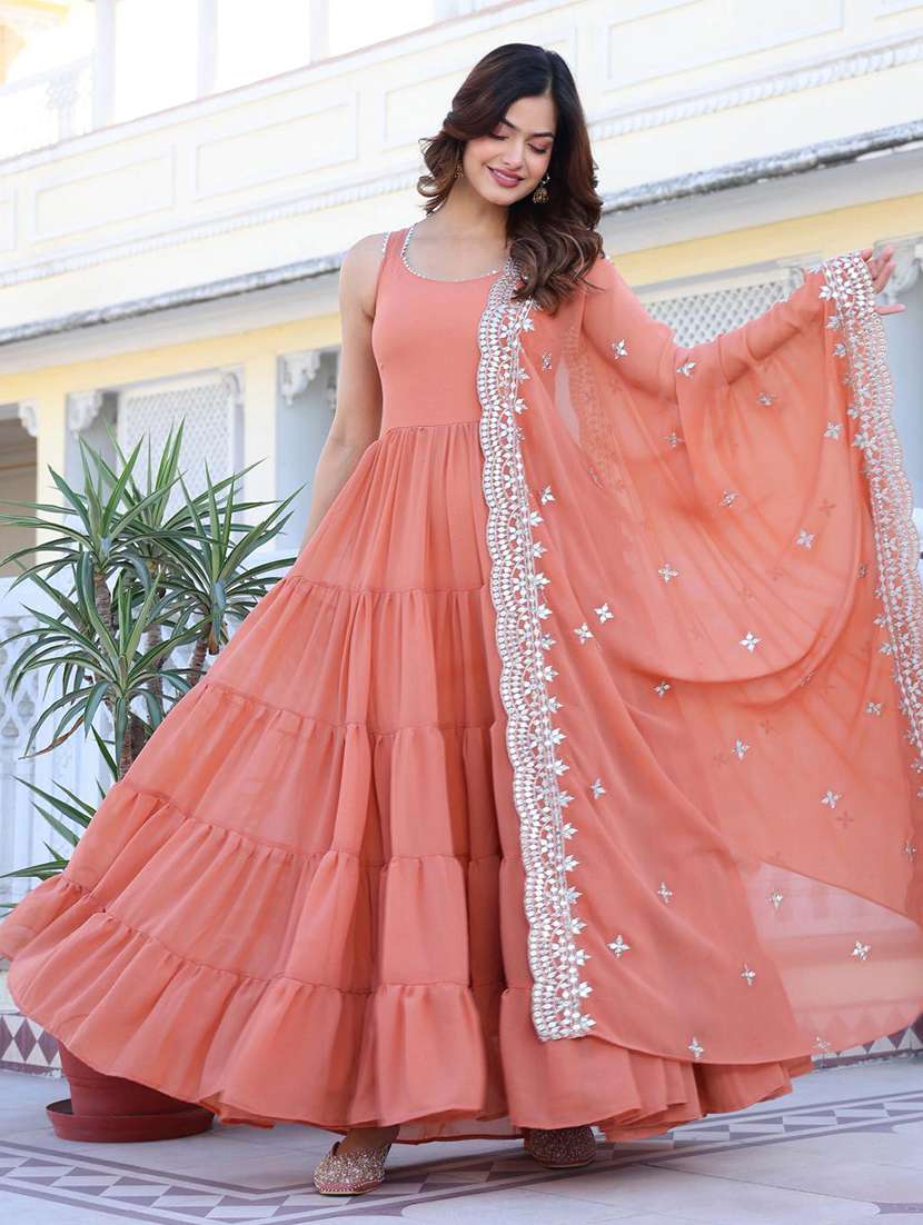 women solid shoulder strap kurta dupatta set