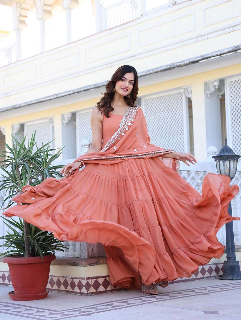 women solid shoulder strap kurta dupatta set - 22253829 -  Standard Image - 5