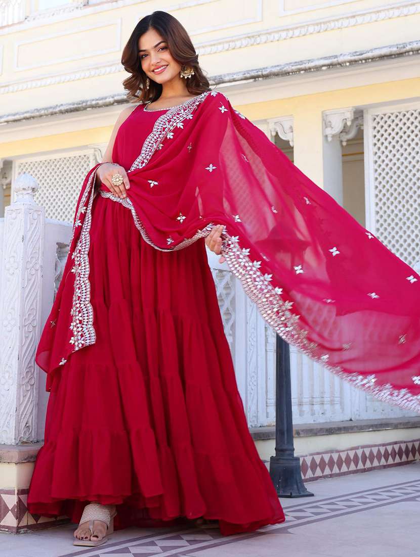 women solid shoulder strap kurta dupatta set - 22253830 -  Standard Image - 3