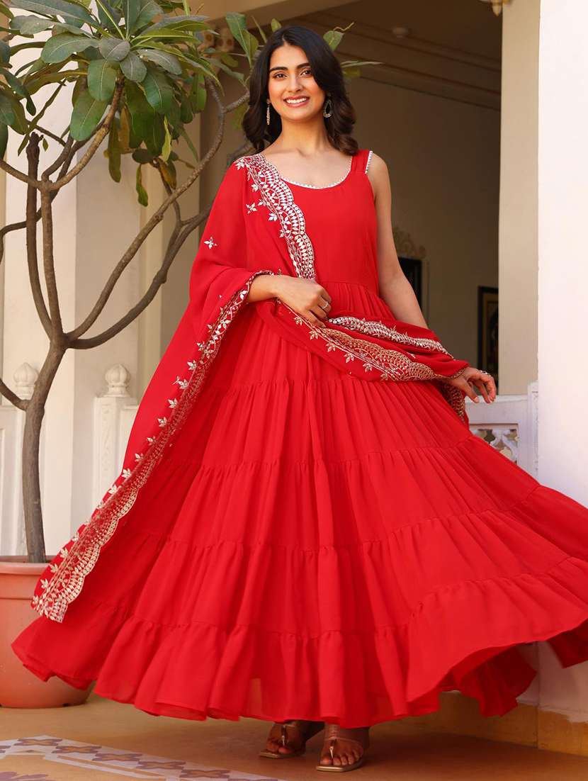 women solid shoulder strap kurta dupatta set - 22253831 -  Standard Image - 5