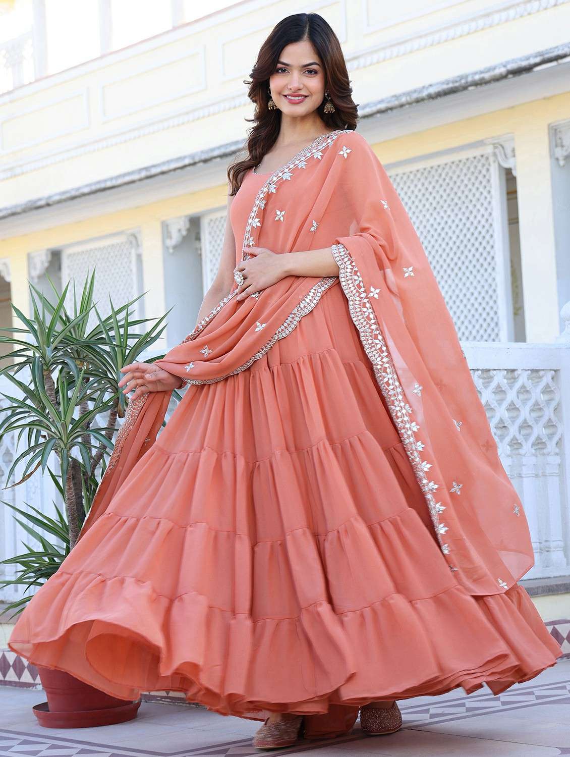 women solid shoulder strap kurta dupatta set