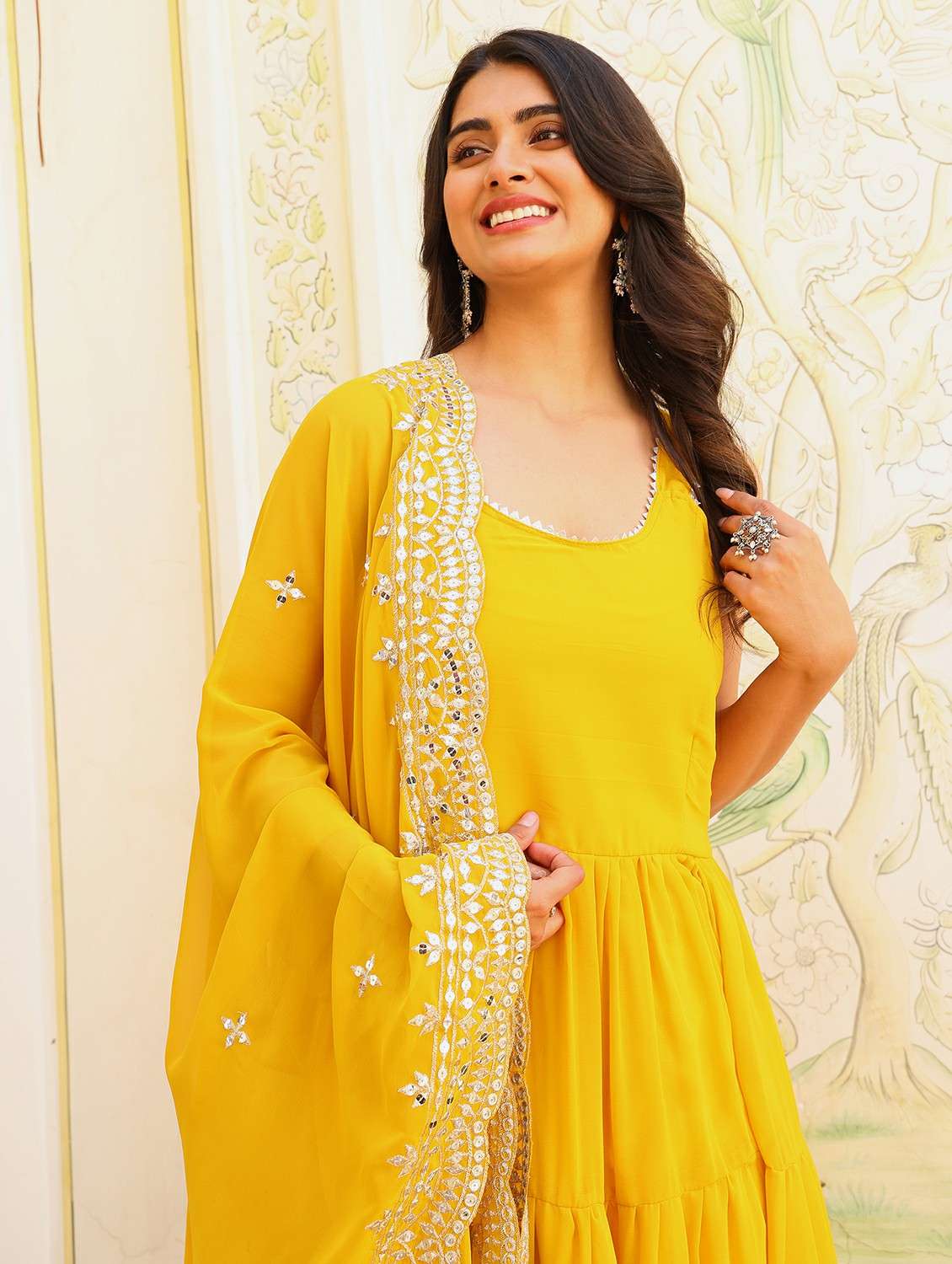 women solid shoulder strap kurta dupatta set - 22253904 -  Standard Image - 3