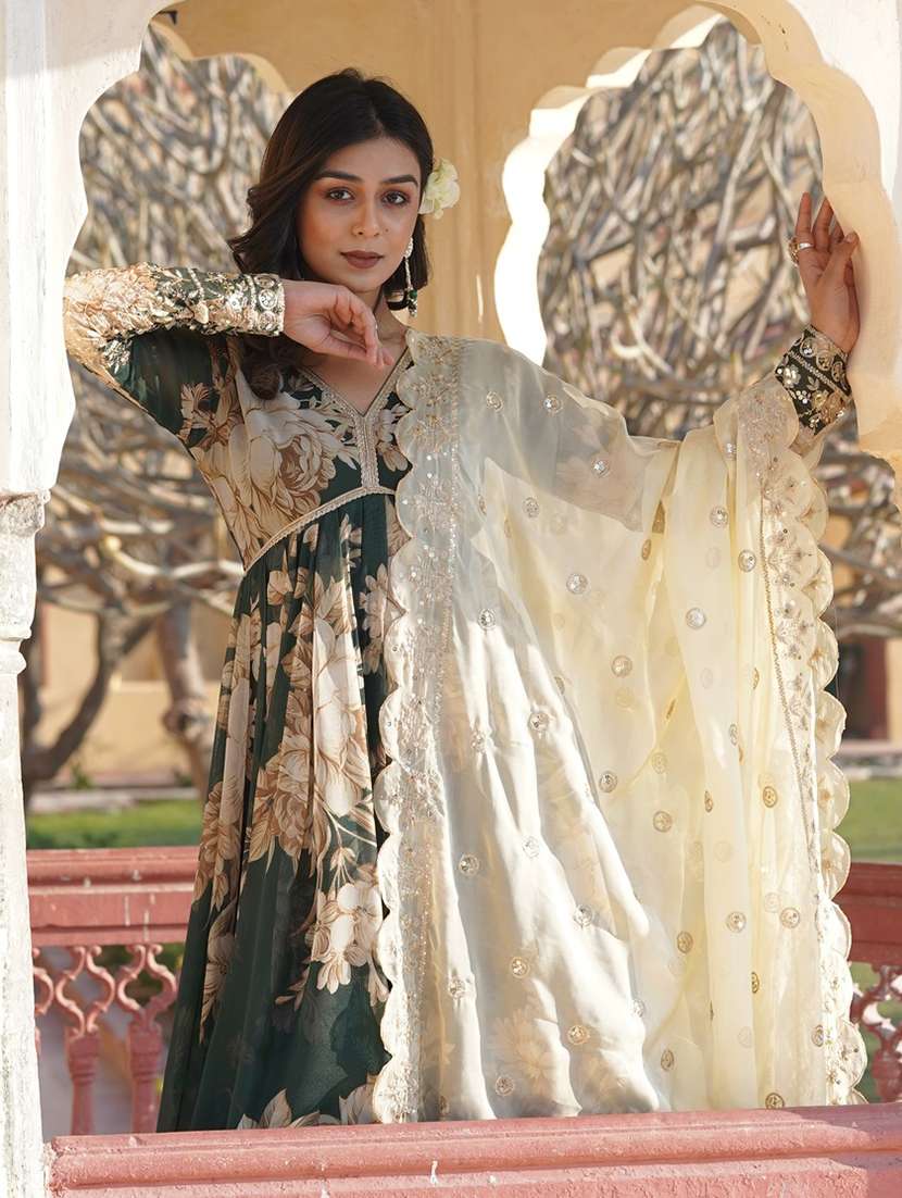 women floral long sleeve kurta with dupatta set - 22253922 -  Standard Image - 5