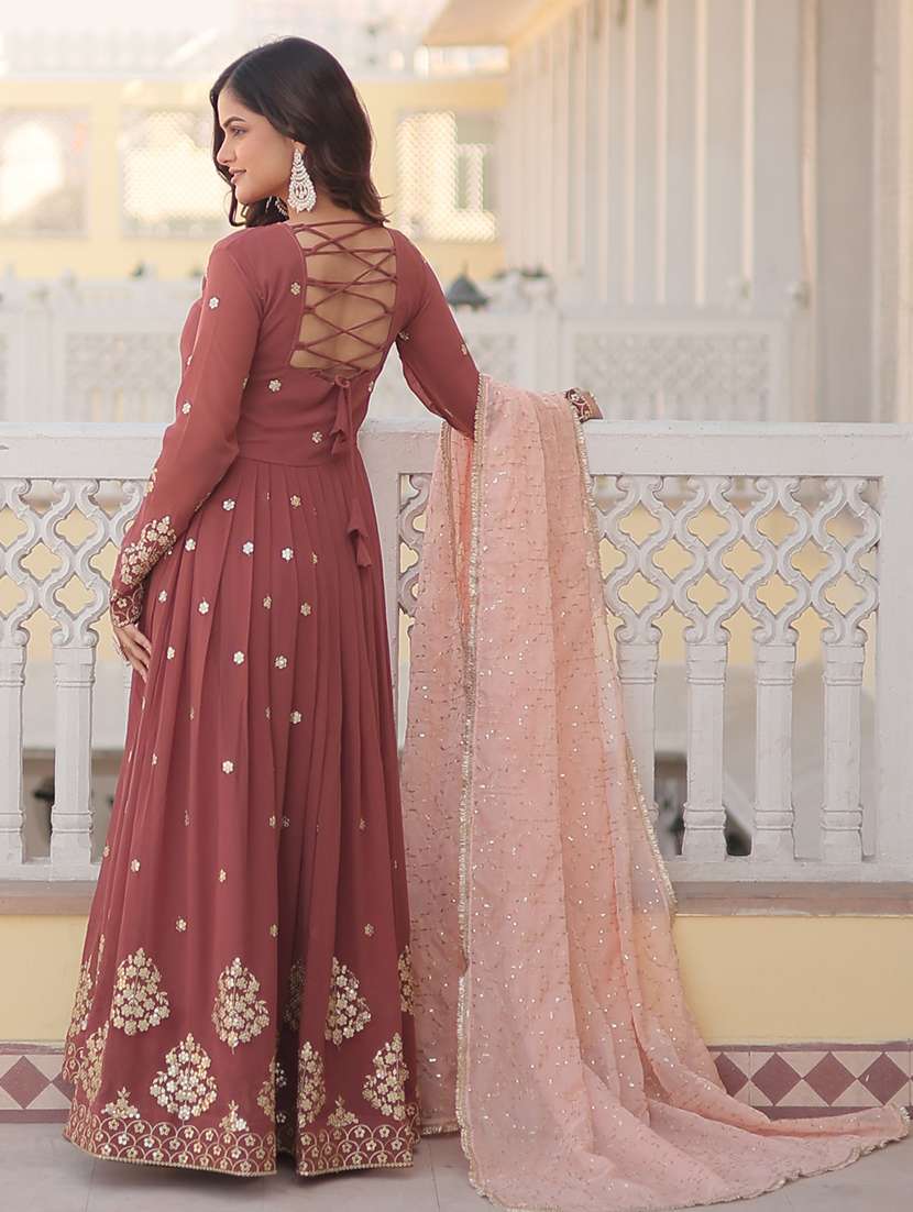 women solid with work long sleeve kurta with dupatta set - 22253923 -  Standard Image - 3