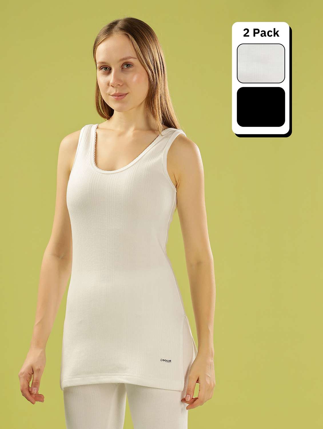 women pack of 2 solid sleeveless thermal top