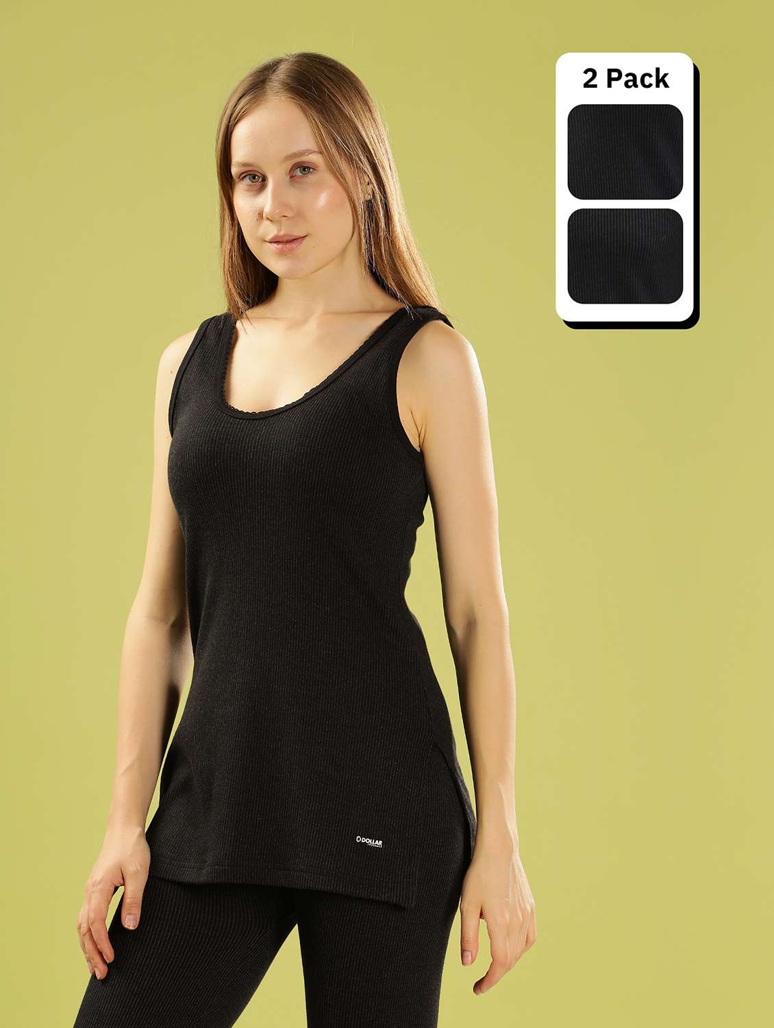 women pack of 2 solid sleeveless thermal top