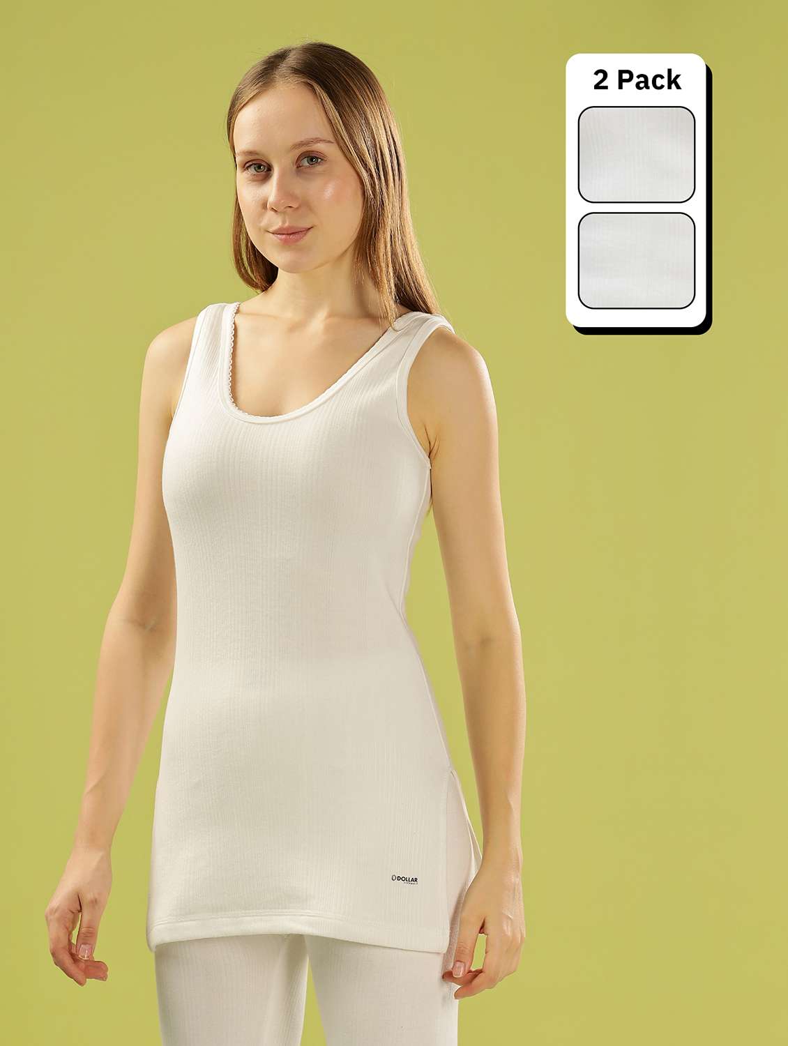 women pack of 2 solid sleeveless thermal top
