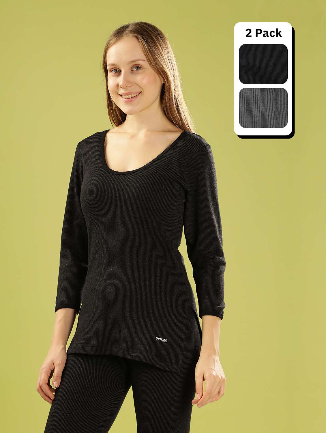 women pack of 2 solid thermal top