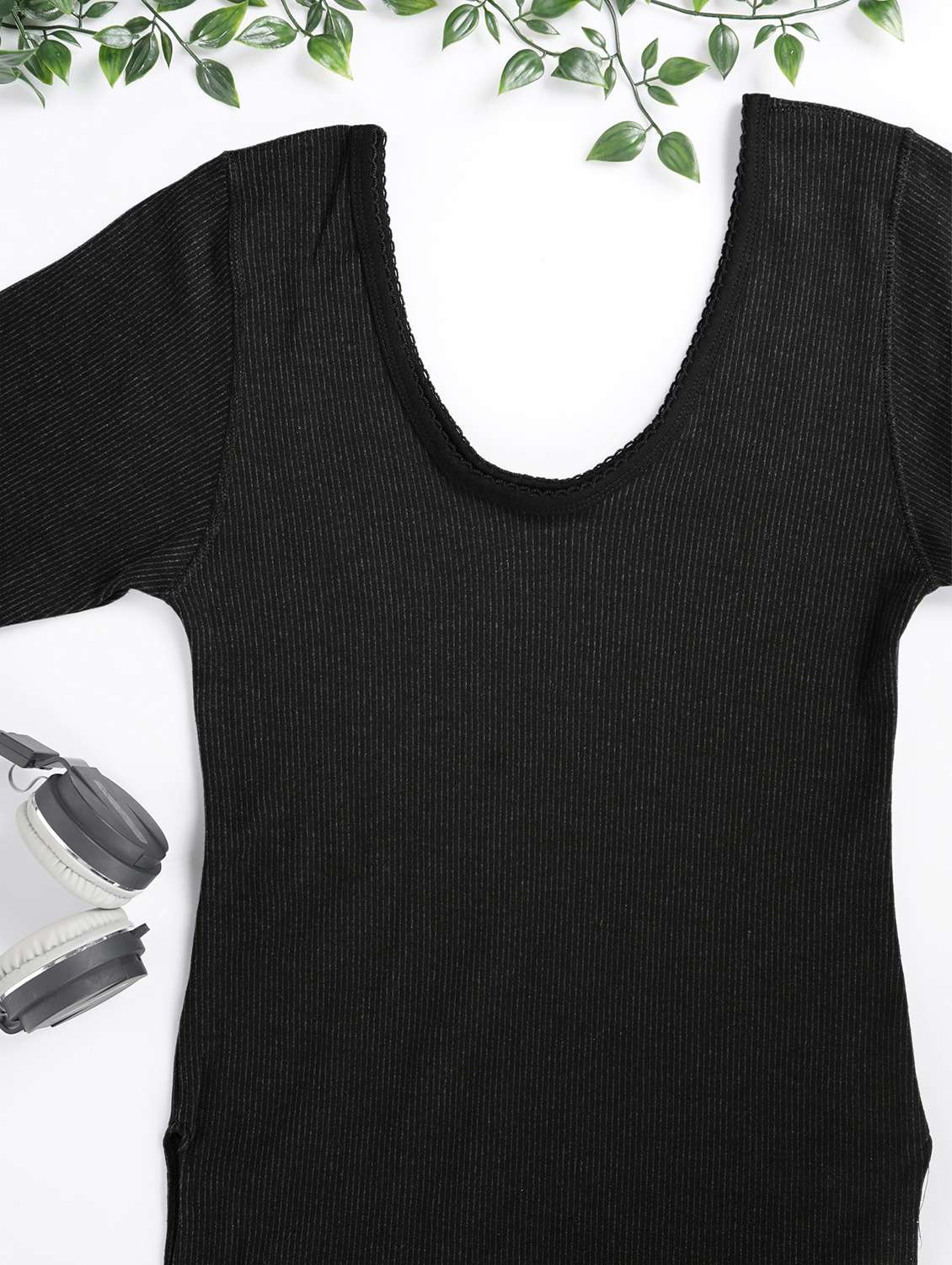 women solid three quarter sleeve thermal top - 22253961 -  Standard Image - 3