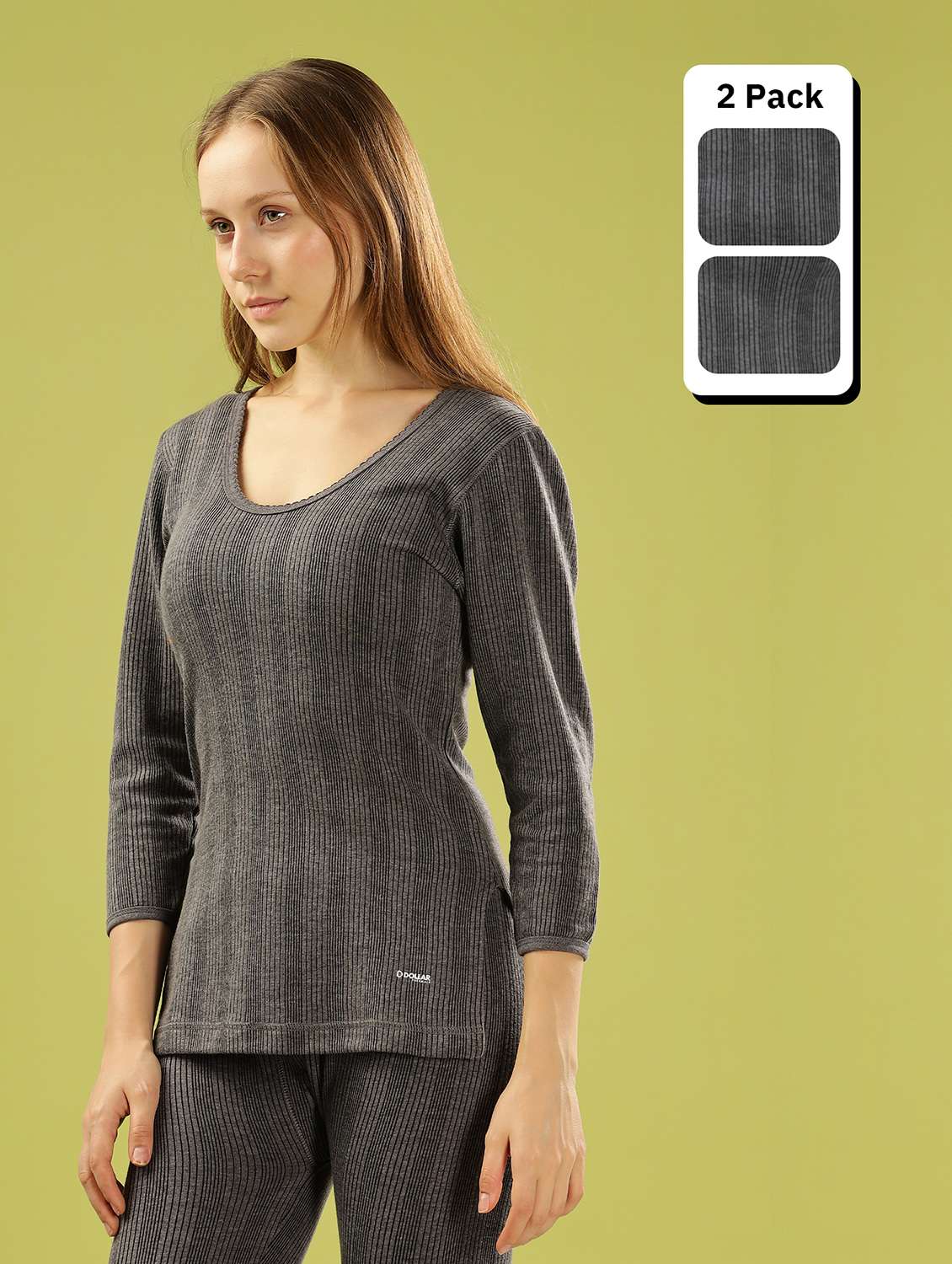 women pack of 2 solid thermal top