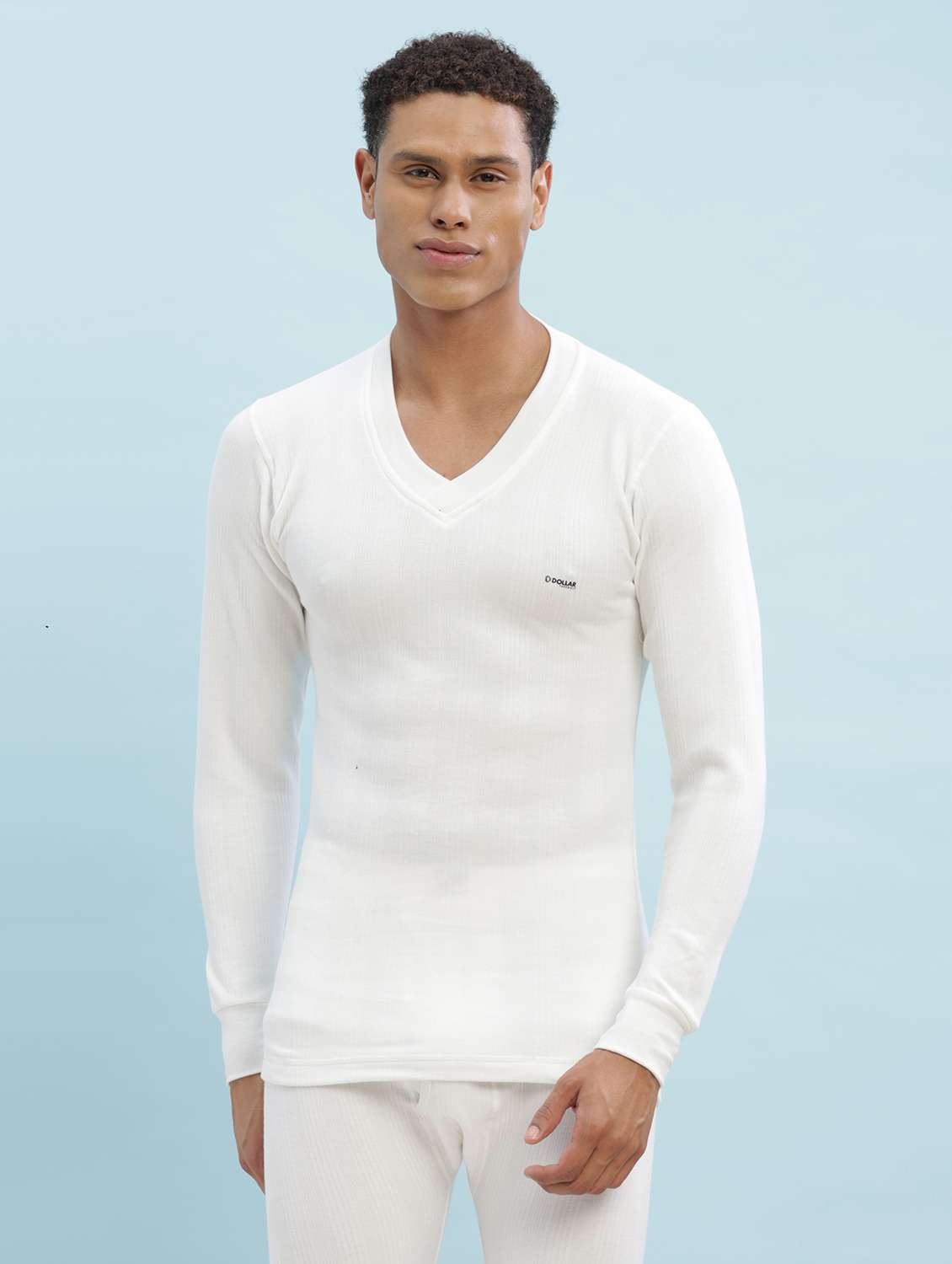 men solid full sleeve thermal top