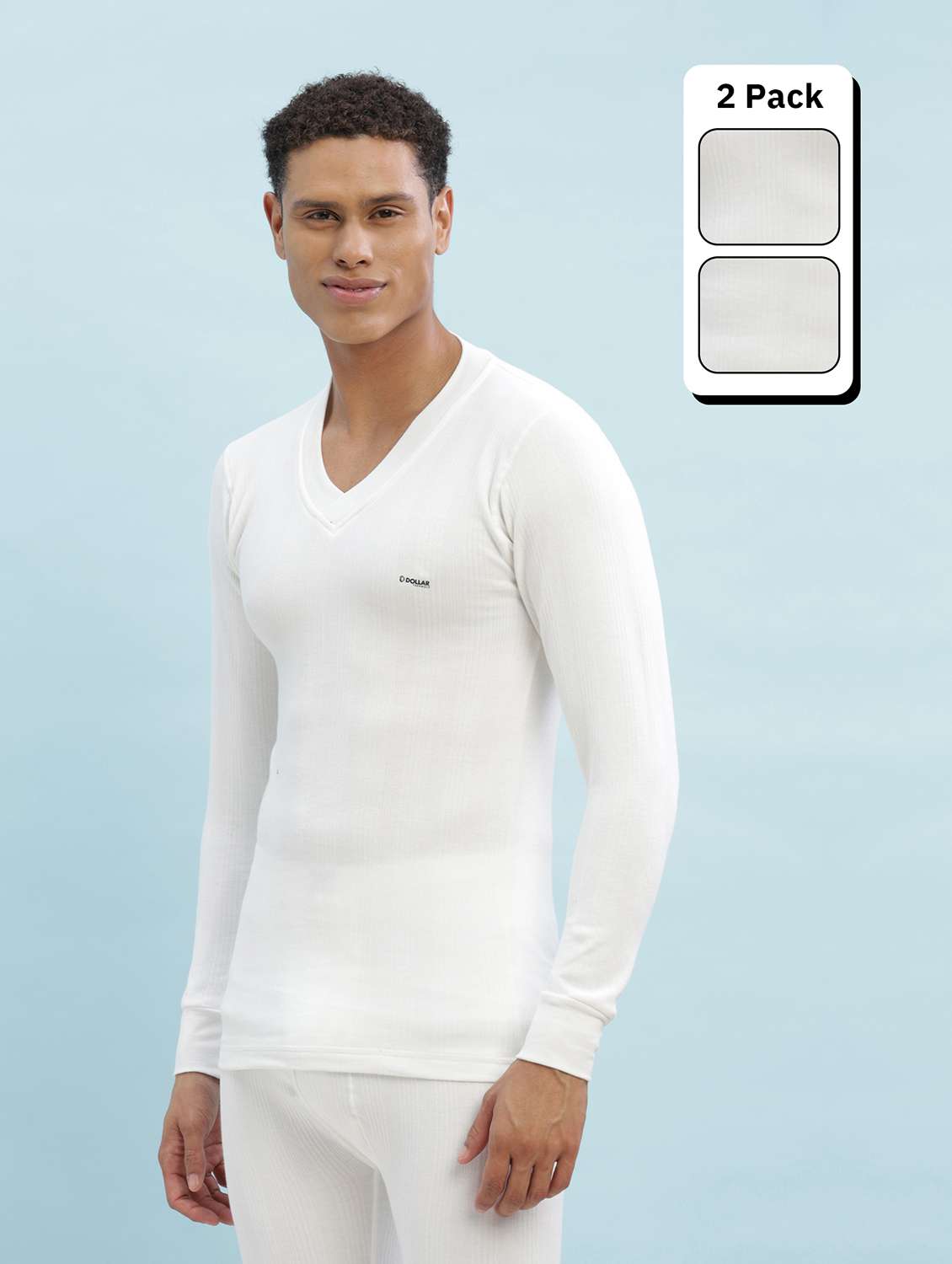 men pack of 2 solid full sleeve thermal top