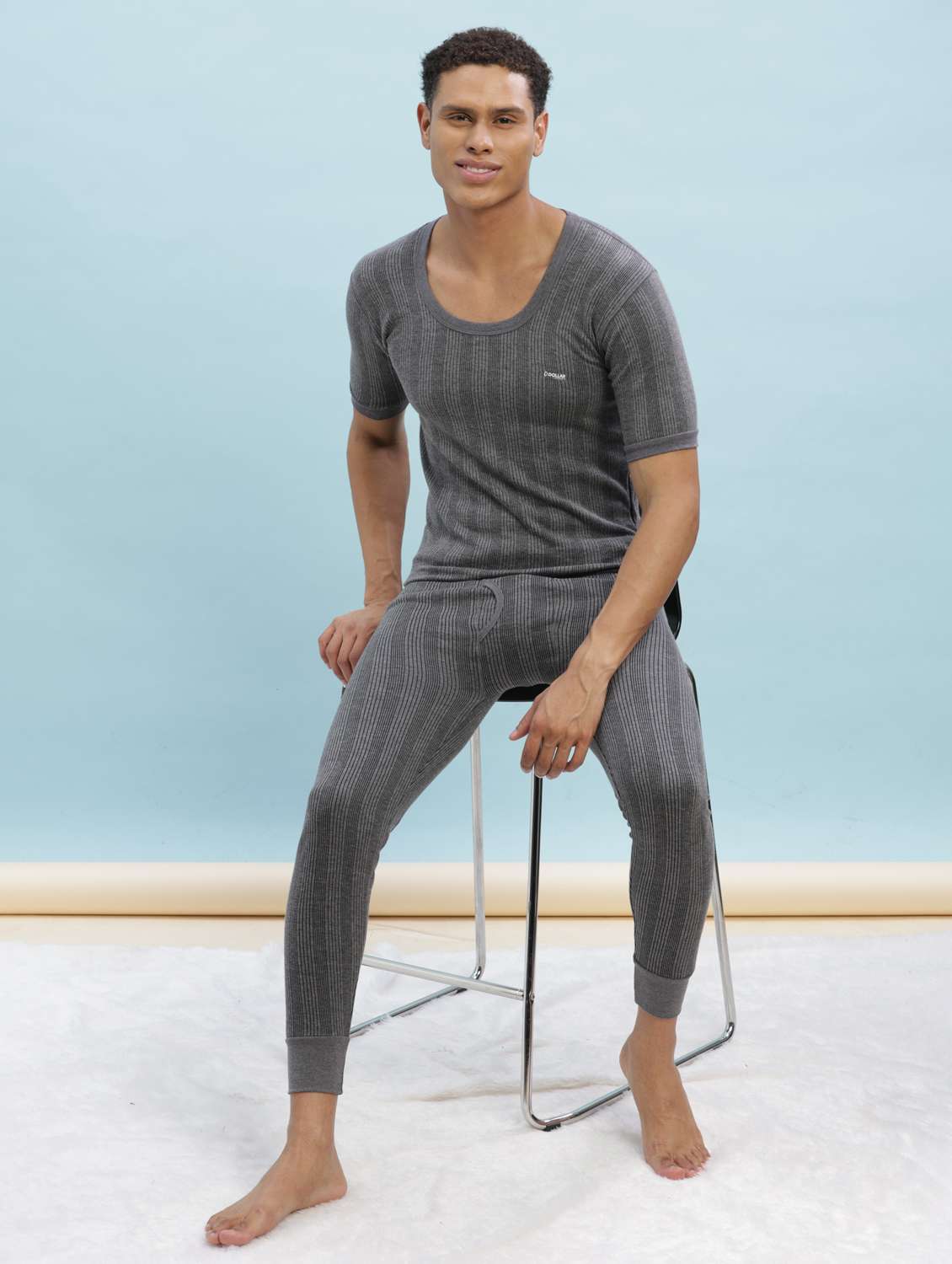 men pack of 2 solid half sleeve thermal top - 22254004 -  Standard Image - 5