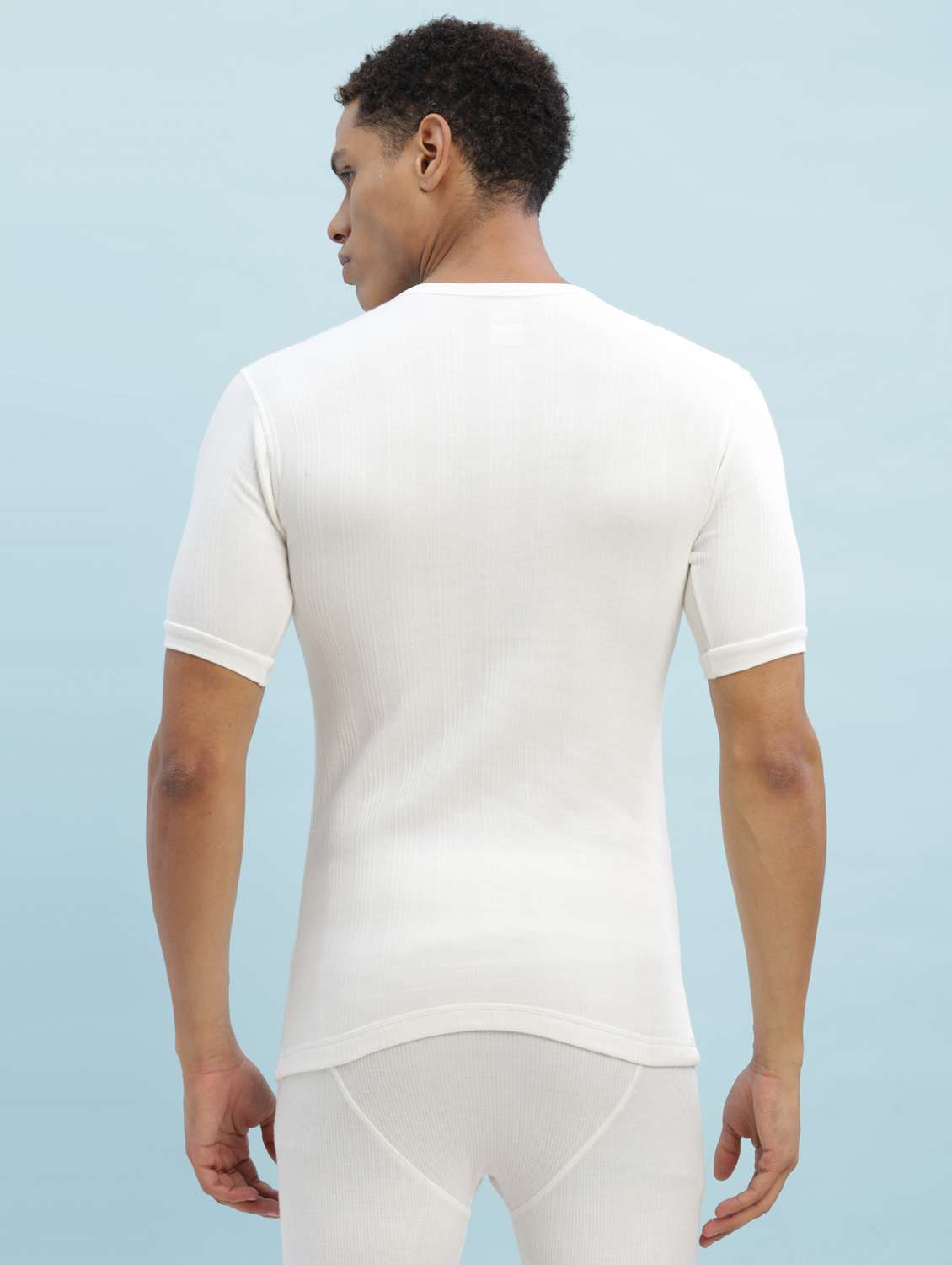 men pack of 2 solid half sleeve thermal top - 22254008 -  Standard Image - 3
