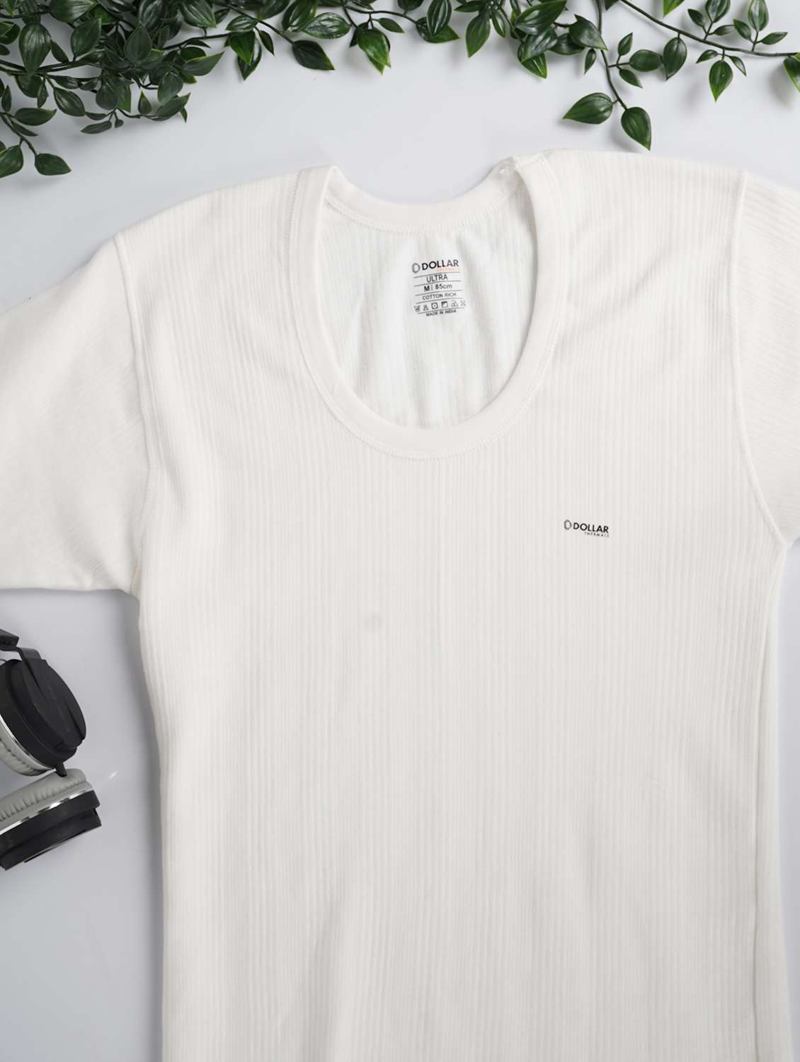 men solid half sleeve thermal top - 22254011 -  Standard Image - 3